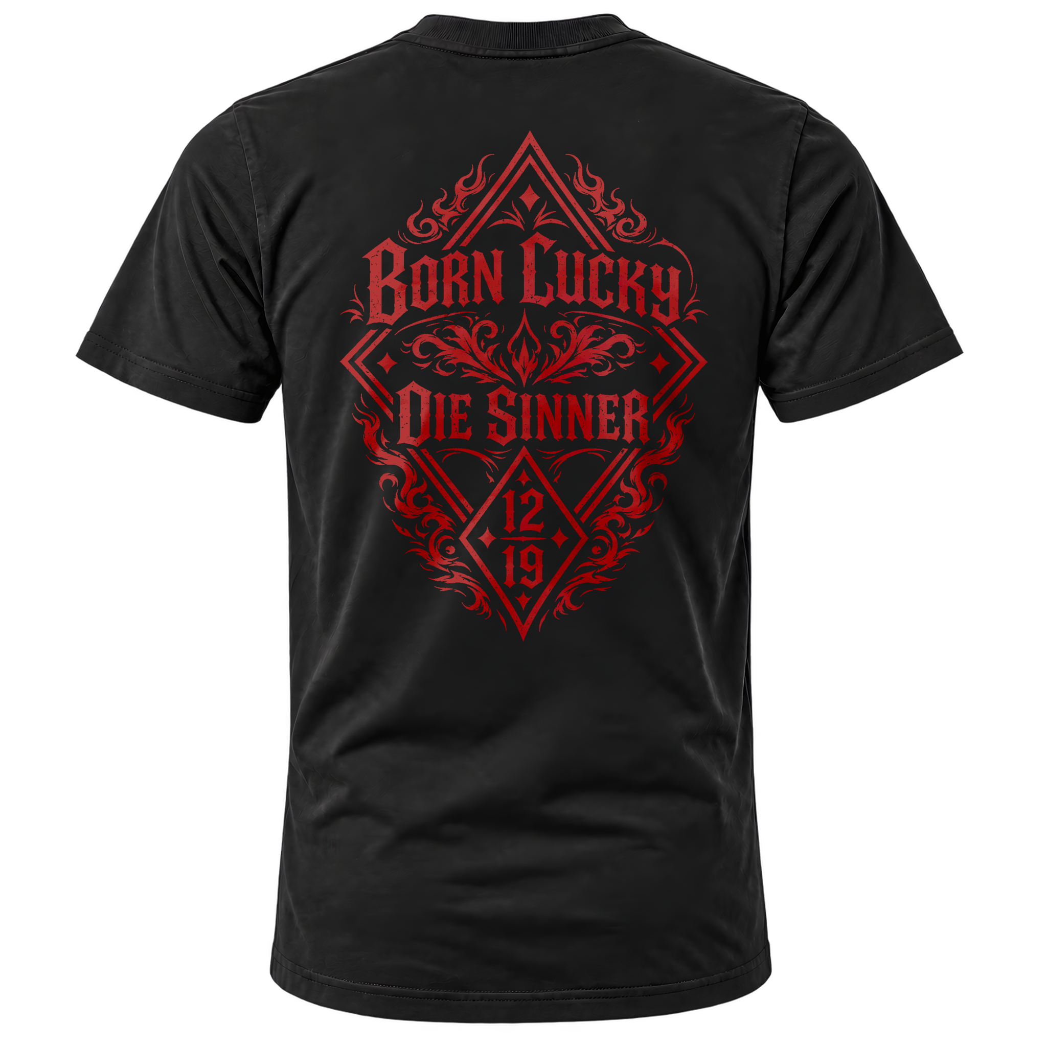 T-Shirt Born Lucky Die Sinner S/R