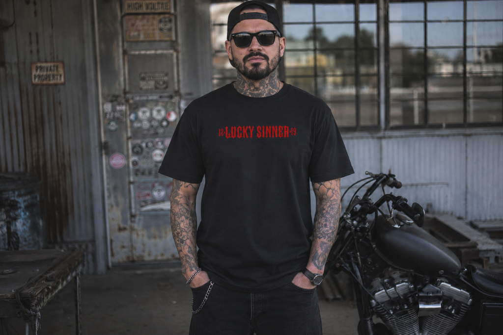 T-Shirt Born Lucky Die Sinner S/R