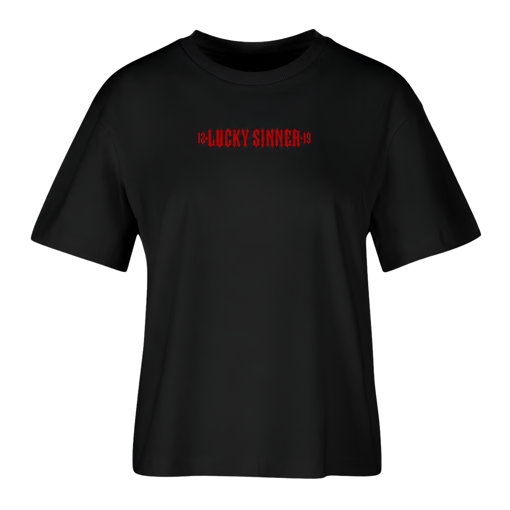 Women Oversize Fit T-Shirt  Born Lucky Die Sinner S/R