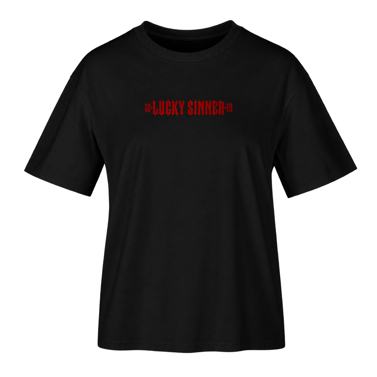 Women Oversize Fit T-Shirt  Born Lucky Die Sinner S/R